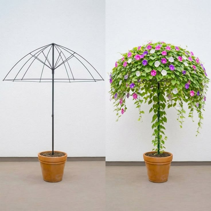 Broken Umbrella Planter: A Hanging Flower DIY